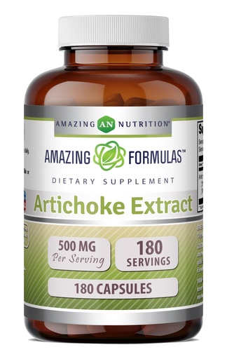 [BRSRMCQYC55G23LF] Amazing Formulas Artichoke Extract Supplement | 500 Mg | 180 Capsules | Cynara Scolymus Leaf | Non-GMO | Gluten Free | Made in USA