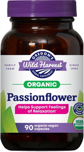 [BRSWIZQGAUBRO2A5] Oregon's Wild Harvest Passion Flower Organic Vegan Capsules, 90 Count