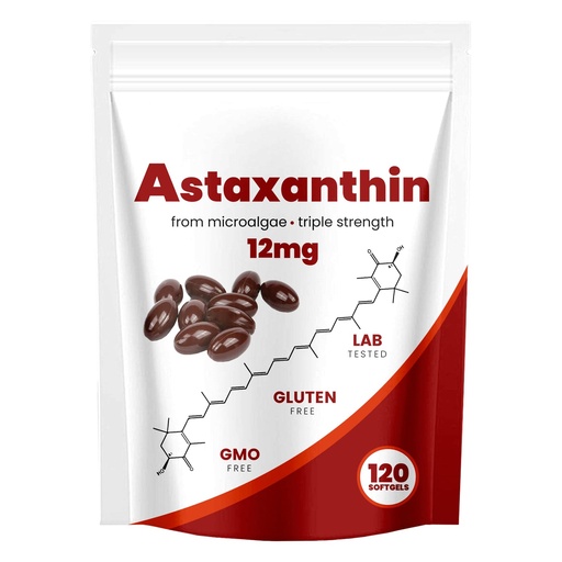 [BRSREYA5OQIG2DLP] Astaxanthin 12mg, Natural Antioxidant, Supports Immune, Fresh Microalgae for Skin Eye and Internal Circulation Health, 120 Softgels (01, 01#)