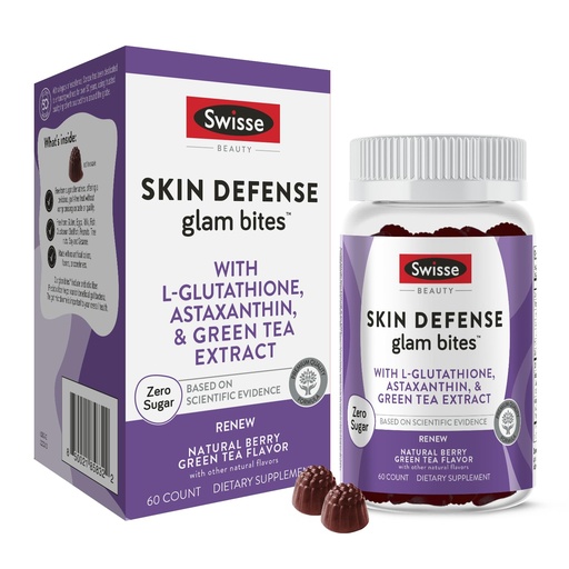 [BRSREHDRO4CWYDIU] Swisse Skin Defense Glam Bites – Vitamin C, L-Glutathione & Astaxanthin – Supports Skin Elasticity, Moisture & Defense Against Environmental Stressors – Zero Sugar Gummies for Adults – 60 Count