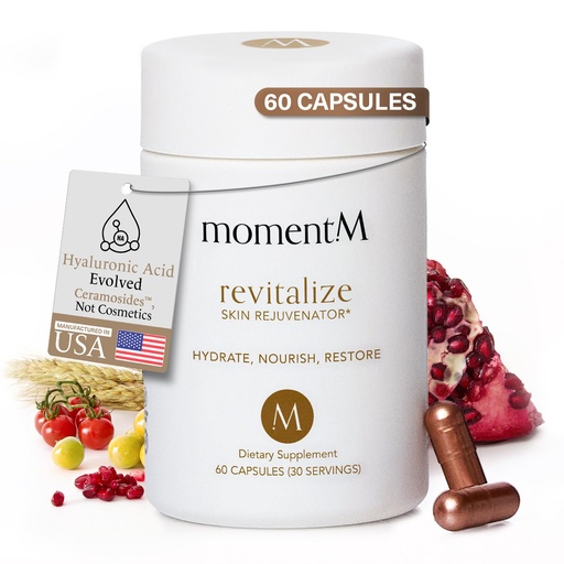 [BRSRACACPMJQ2HY6] momentM Revitalize Skin Hydration Supplement, Vegan Collagen Alternative with Ceramosides & Astaxanthin - Hyaluronic Acid Supplements for Anti-Aging, Wrinkles & Fine Lines, 60 Hyaluronic Acid Capsules