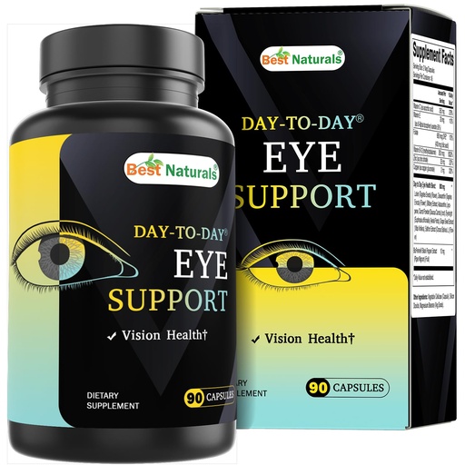 [BRSRACAQCFYR6CL6] Best Naturals Day-to-Day Eye Support with Lutein, Zeaxanthin, Bilberry Extract, Astaxanthin, Lycopene, Carrot Powder 90 Veg Capsules