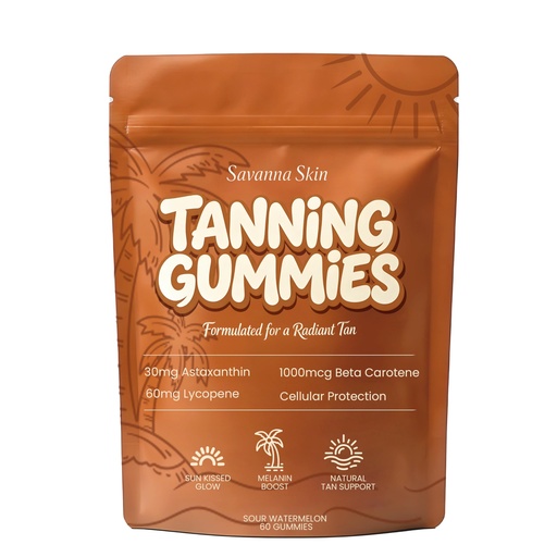 [BRSRGAYFCQMRUG3V] velura Savanna Skin Tanning Gummies, Astaxanthin & Lycopene Complex for Natural Sun-Kissed Glow & Hydration, Watermelon, Vegan, Sugar Free – 60 Count
