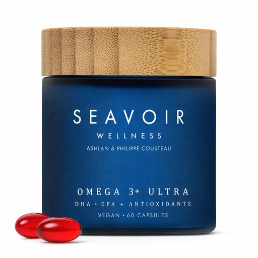 [BRSRGZD3DNYQOAA7] Wellness Omega 3 Algae-Based Supplement with DHA/EPA & Astaxanthin, Fish Free & Vegan with Algae Oil, Absorbable Plant Based Omega 3, Plastic Free, By Ashlan & Philippe Cousteau (60 Capsules)