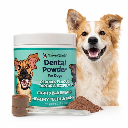 [BRSRGBAOBYHGMAAY] Warren London Premium Dental Powder for Dogs – Fresh Breath & Tartar Support with Kelp Astaxanthin Green Tea & Mint – Daily Oral Care Supplement for Teeth & Gums – Made in USA 60g