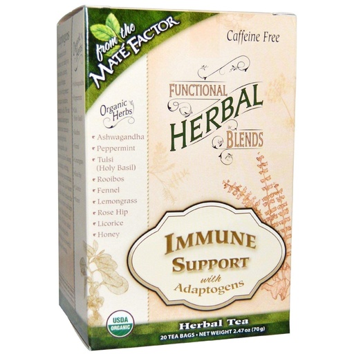 [BRSWKHQZO54RWDT6] The Mate Factor Functional Herbal Blends Tea - Immune Support with Adaptogens 20/2.47 Oz (70 G) Bag(S), Green
