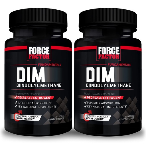 [BRSW2Y36OYHWM3LH] Force Factor DIM, 2-Pack, Pills to Decrease Estrogen in Men, Diindolylmethane Supplement with Key Natural Ingredients and Superior Absorption, Diindolylmethane 300mg, Works Fast, 60 Capsules