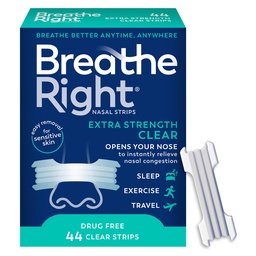 Breathe Right Nasal Strips, Extra Strength, Nasal Congestion, Clear, 44ct