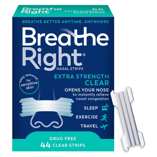 [BRSWGFABBZ5WM3DL] Breathe Right Nasal Strips, Extra Strength, Nasal Congestion, Clear, 44ct