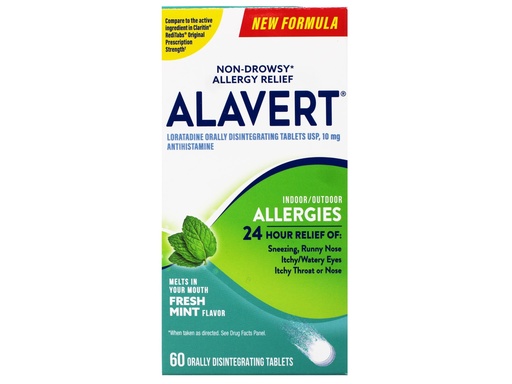 [BRSRABL4BEAW23Q2] Alavert Allergy 24 Hour Relief, Fresh Mint Flavor, Orally Disintegrating Allergy Tablets, Non-drowsy Antihistamine, Loratadine 10mg, 60 Count