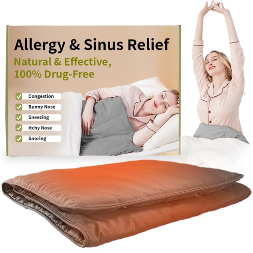 [BRSREBA6BUCWYYI7] Zaybuon Allergy & Sinus Relief Blanket for Nasal Congestion, Sinus Pressure, Seasonal Allergies & Snoring – Natural Warm Therapy for Sinus Relief & Better Sleep (Gray)