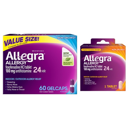 [BRSRECT4CQOQE3DP] Allegra Adult 24-Hour Allergy Relief Gelcaps, Non-Drowsy Indoor and Outdoor Allergy Medicine, 180 mg Fexofenadine HCI Antihistamine Pill, 60 Count Plus 1 Count Travel Pack