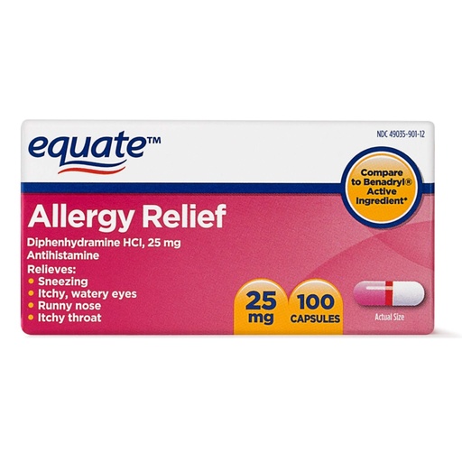 [BRSWYZL3OF7WGDLG] Equate Allergy Relief Diphenhydramine HCI, 25mg (2)