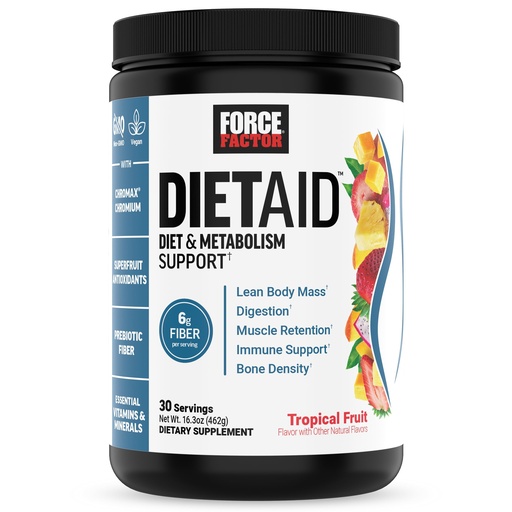 [BRSRAAATOYBRYETX] Force Factor Diet Aid Powder, Metabolism Booster & Diet Support Supplement for Lean Body Mass with 15x More Absorbable Chromium, Refreshing & Delicious, Tropical Fruit, 30 Servings