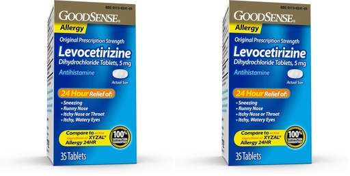 [BRSRAY35DINQY3TJ] GoodSense Levocetirizine Dihydrochloride Tablets, Antihistamine, 5 mg, 35 Count (Pack of 2)