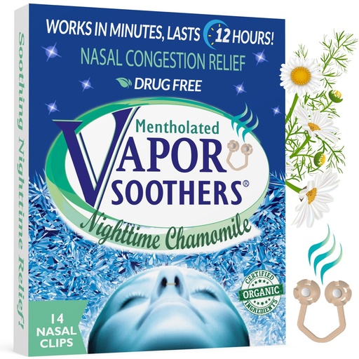 [BRSWYGT4DEHGC3D3] Nose Clips for Bad Smell by Vapor Soothers | Nasal Dilators for Breathing | Smell Nose Rings for Nurses | Instant Nasal Congestion Relief, Drug-Free | Nighttime Chamomile, 14 Count