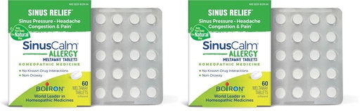 [BRSRGGQKBF5GGDT5] Boiron SinusCalm Allergy Tablets for Relief from Sinus Pressure,Sinus Headache,or-Sinus Congestion and Pain -,60 Count (Pack of 2)