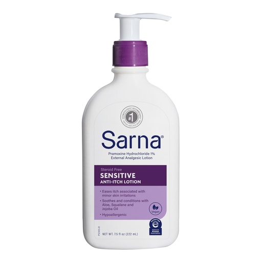 [BRSWYEIFBEMWAETH] Sarna Sensitive Steroid-Free Anti-Itch Lotion for Dry Irritated Skin, Fragrance free - 7.5 Fl Oz