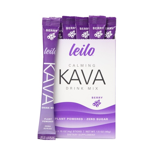 [BRSREHQZCBYRMHL3] Leilo | Calming Kava Drink Mix | Berry, 10 Stick Packs (Plant-Based Relaxation Powder, Non-Alcoholic, Sugar-Free Herbal Supplement)