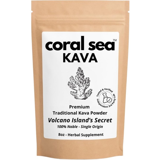 [BRSROCQLOIPROGQ7] Kava Powder Noble Kava Kava Root Drink Vanuatu Traditional Grind Tea Calming Uplifting Heady Strong Natural Bitter Flavor Volcano Island's Secret 8oz