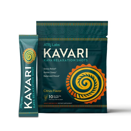 [BRSRGHD5OJ5GAELO] Kavari Kava Relaxation Shots - Citrus Flavor | Liquid Kava Root Extract | 275mg Kavalactones per Sachet | 10 Single-Serve 16mL Sachets