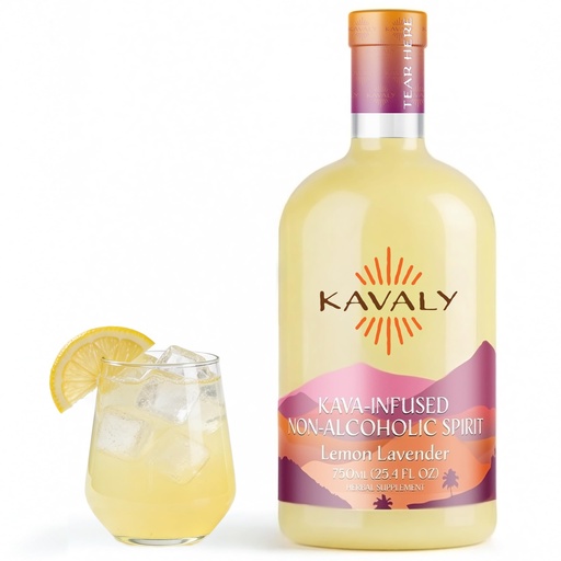 [BRSRGFQ2OJ5QGA3L] Kavaly Non Alcoholic Kava Drink, Premium Alcohol Free Kava Infused Spirit for Social Rituals and Mocktails, Modern Alcohol Alternative, Lemon Lavender, 750 ml