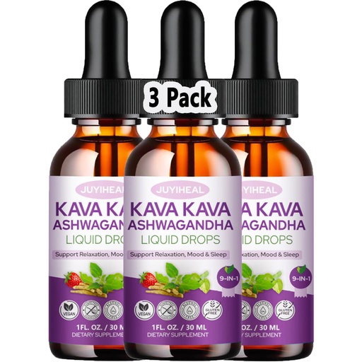 [BRSRACAEBYDQIADL] 3 Pack Kava Kava Root Extract Supplement, High Concentration Kava with Ashwagandha, Lemon Balm, Valerian Root, Magnesium for Relaxation, Cognitive Support and Immune System, 1 Fl Oz