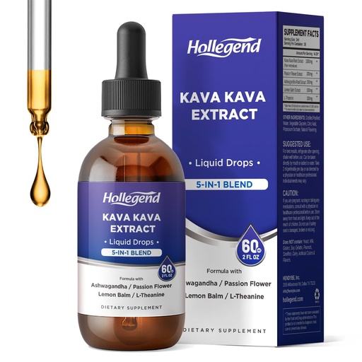 [BRSRAGL2BN7W2FAV] Kava Kava Root Extract Liquid Drops, 5 in 1 Blend with Ashwagandha, Lemon Balm, L-Theanine, Kava Tincture Supplement for Stress Relief, Sleep, Brain Health, 2 Fl Oz