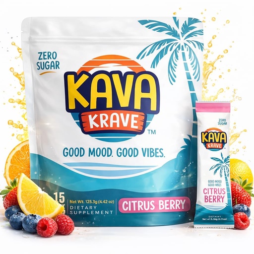 [BRSREEARDEHAYDIZ] Kava Drink Mix Packets - 15 Pack Premium Kava Extract Powder Drink Mix, Alcohol Alternative Social Beverage, Alcohol Alternatives with a Buzz, Citrus Berry Flavor, Non Alcoholic Support, Calm Support