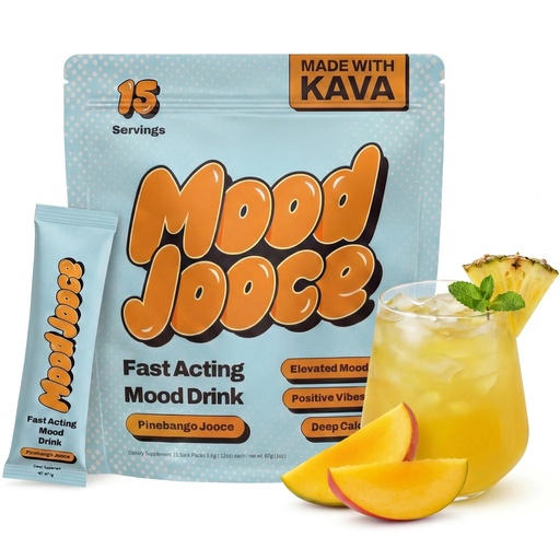 [BRSRGZQPOF7RU23X] Mood Jooce Noble Kava Drink Mix - Cortisol Reducer with Kava Kava - Anxiety, Sleep & Mood Support Supplement - No Sugar - Vegan - Pineapple Mango Flavor - 15 On-the-Go Packets