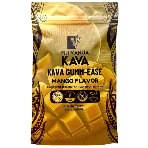 [BRSRE2QCBF7QAHTH] Fiji Vanua Kava GUMM-Ease, Mango Instant Kava Kava Gummies for Relaxation On-the-Go, Non-GMO, 20 Gummies, 3.52 oz (100 g)