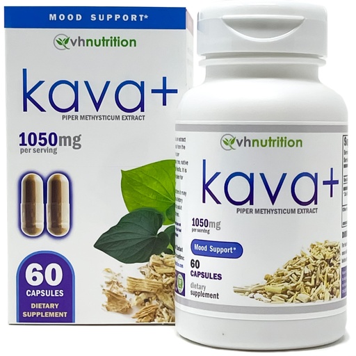 [BRSRMEIBO4FGKD3V] VH Nutrition KAVA+ | Kava kava Capsules | 1050mg Piper Methysticum | 60 Capsules
