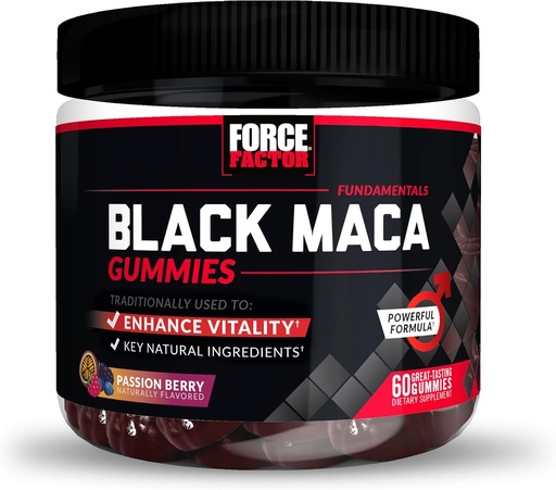 [BRSW2GQDC4DWCA3G] Força el factor Negre Maca Gricks, Black Maca Root per a millorar Vitality en homes i dones, augment de l'Energia i la força, amb el bio-Perine per a l' absorció Superiora, la passió de la Berry Flavor, 60 blanc