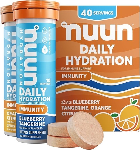[BRSRGHANOAORMYLH] Nuun Hydration Blueberry Tangerine & Orange Citrus, 4 Pack (40 Servings Total)
