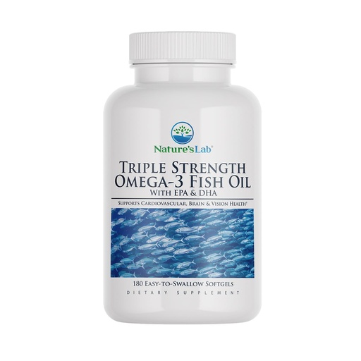 [BRSWGHAYOEFQYAI7] Nature's Lab Triple Strength Omega-3 Fish Oil with EPA & DHA - Supports Healthy Brain Function, Cognitive Health & Circulation - 180 Softgels (3 Month Supply)