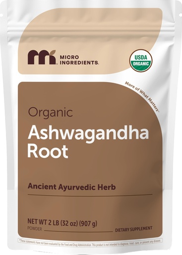 [BRSWKHD2CZ5AGFQZ] Micro Ingredients Organic Ashwagandha Root Powder, 2 lb | 453 Servings | Pure Withania Somnifera Root | Ancient Ayurvedic Herb