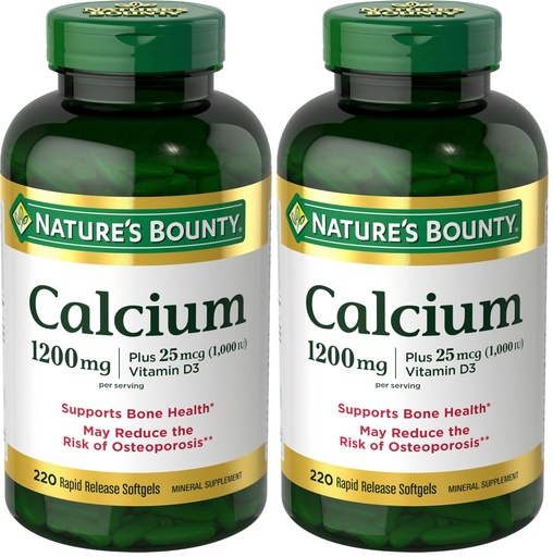 [BRSREBD5BZ4GKE32] Nature's Bounty Calcium 1200 mg with Vitamin D3, Bone Health & Immune Support, Vitamin D3 1000 IU, 220 Softgels (Pack of 2)