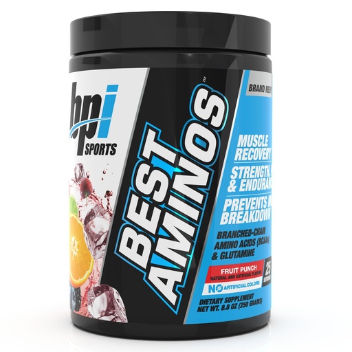 [BRSWKZYEPIGREDTE] BPI Sports Best Aminos - BCAA Powder Post Workout & Glutamine Recovery Drink with Branched Chain Amino Acids for Hydration & Recovery, for Men & Women - Fruit Punch - 25 Servings