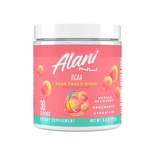 [BRSWGFQ3CB6QO23H] Alani Nu BCAA Sour Peach Ring | Branch Chain Essential Amino Acids | 2:1:1 Formula | Supplement Powder | Muscle Recovery Vitamins for Post-Workout | 30 Servings