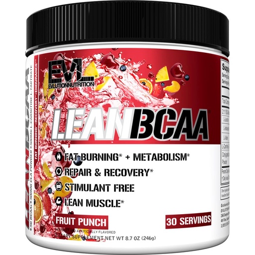 [BRSWKF33DEDBM3TK] Stimulant Free Lean BCAA Powder - Evlution Nutrition BCAAs Amino Acids Powder with CLA Carnitine and 2:1:1 Branched Chain Amino Acids Supports Muscle Recovery Fat Burn and Metabolism - Fruit Punch