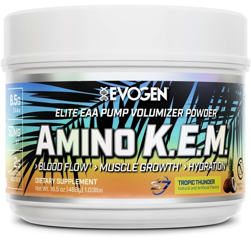 [BRSWYZALDMFGKFDO] Evogen Amino K.E.M. - EAA & BCAA Powder Pump Volumizer | BCAAs Amino Acids Supplement for Blood Flow, Muscle Growth, & Hydration | Tropic Thunder | 30 Servings