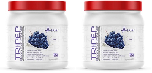 [BRSRGFI7BB7AM3DX] Metabolic Nutrition - TRIPEP - Tri-Peptide Branch Chain Amino Acid, BCAA Powder, Pre Intra Post Workout Supplement, Grape, 400 Grams (40 Servings) (Pack of 2)