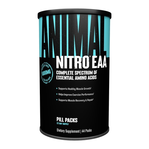 [BRSWIYQOBQIWMETY] Animal Nitro EAA - Post-Workout Recovery and Repair, Supports Lean Muscle Growth, Complete Spectrum of Essential Amino Acids & BCAA Supplement for Men and Women, 44 Packs