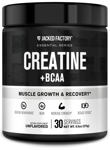 [BRSREYADAEPRYEIV] Jacked Factory Creatine + BCAAs - Creatine Monohydrate + BCAA Powder for Increased Post-Workout Recovery, Performance, Lean Muscle Growth, & Reduced Fatigue - 30 Servings, Unflavored