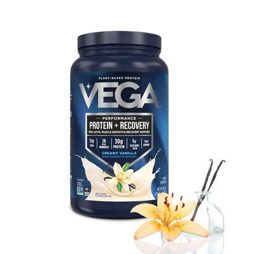 [BRSWKZANPIABGC3M] Vega Protein + Recovery, Vanilla – 30g Vegan Protein, Dairy & Gluten Free, Probiotics, NSF Certified, 28.8 oz (20 Servings)