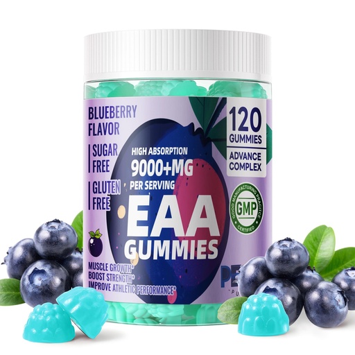 [BRSRAAQYAB6BQCYV] Pets Purest EAA Gummies 120 Gummies (Blueberry),Essential Amino Acids - All 9 Essential Aminos (EAA) and All Branched-Chain Aminos (BCAAs), Non-GMO, Gluten Free, Vegetarian Friendly