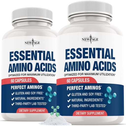 [BRSRGYAHPMMG2ET4] NEW AGE Amino Acid Complex – 20 Aminos with BCAAs, L-Glutamine, L-Arginine & Hyaluronic Acid – Supports Recovery, Energy, Immune Health & Wellness – Non-GMO, Gluten-Free – 120 Capsules