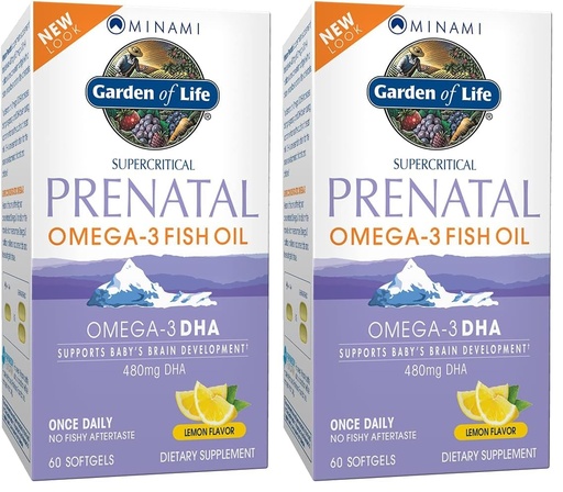 [BRSRGGQKDENGCDTK] Garden of Life Prenatal DHA Omega 3 Fish Oil Supplement - Minami Natural Prenatal,Lemon,60 Softgels,(Pack of 2)