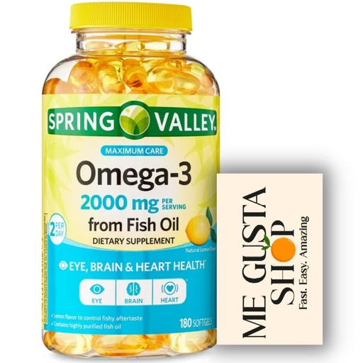 [BRSROZIKDEMQICY3] Spring Valley Omega 3 Fish Oil Maximum 2000mg 180 Softgels + me Gusta Sticker