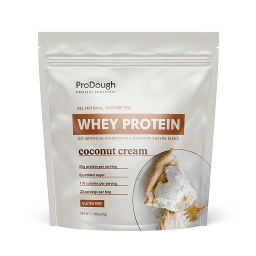 [BRSRMCAOA4OR6DQV] ProDough Gourmet Whey Isolate Hydrolized Protein Powder for Shake Mix- Easy Digest Enzyme Blend, 25g Protein per Serving, Natural Ingredients, Gluten Free, Keto Friendly (Coconut Cream)